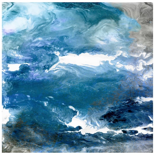 Empire Art Direct 38" x 38" Glistening Tide A Frameless Free Floating Tempered Glass Wall Art